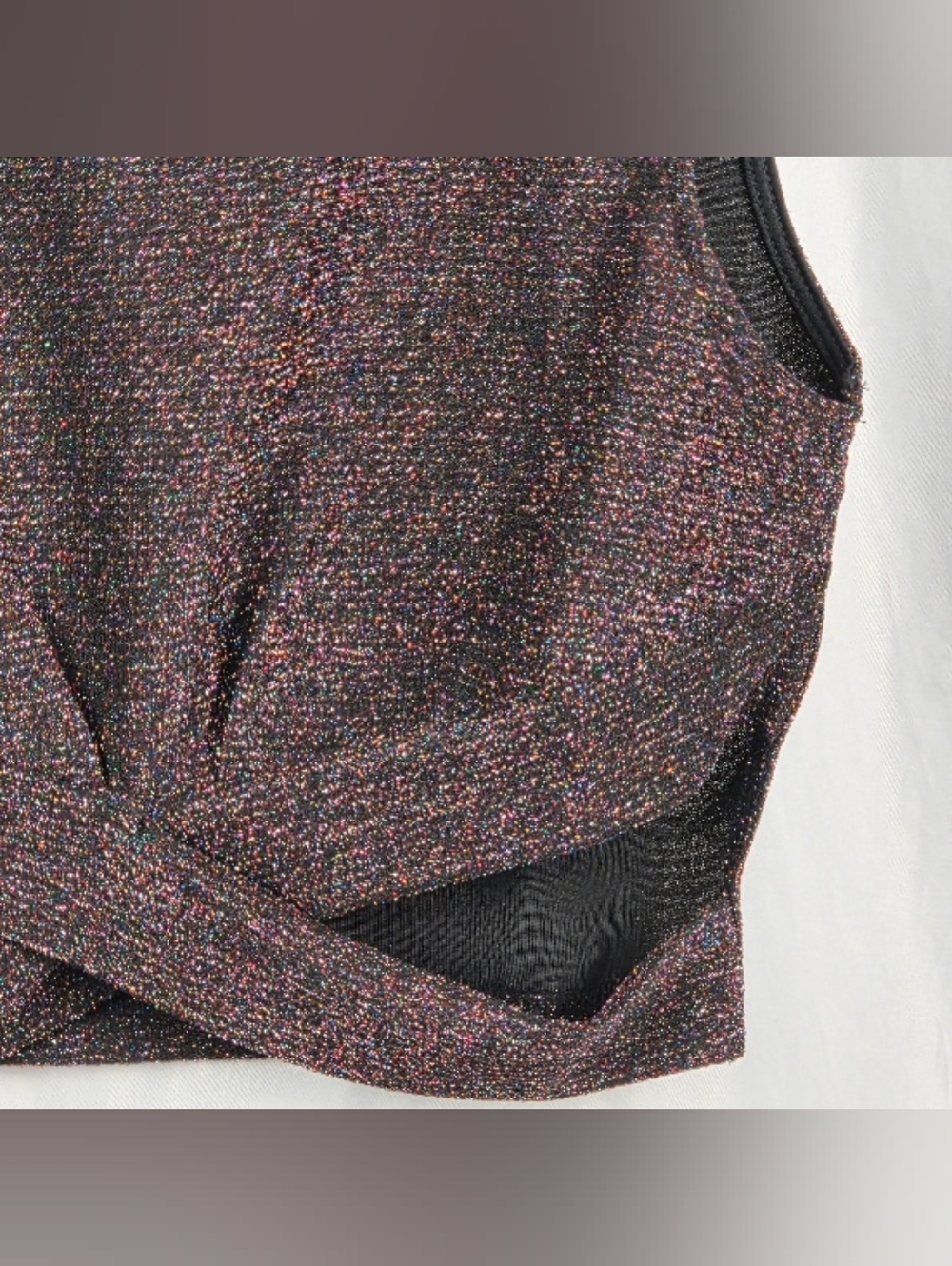 Allegra K Multicolor Metallic Sparkle Sleeveless Crop Top Black Lining Size XS - Picture 8 of 16